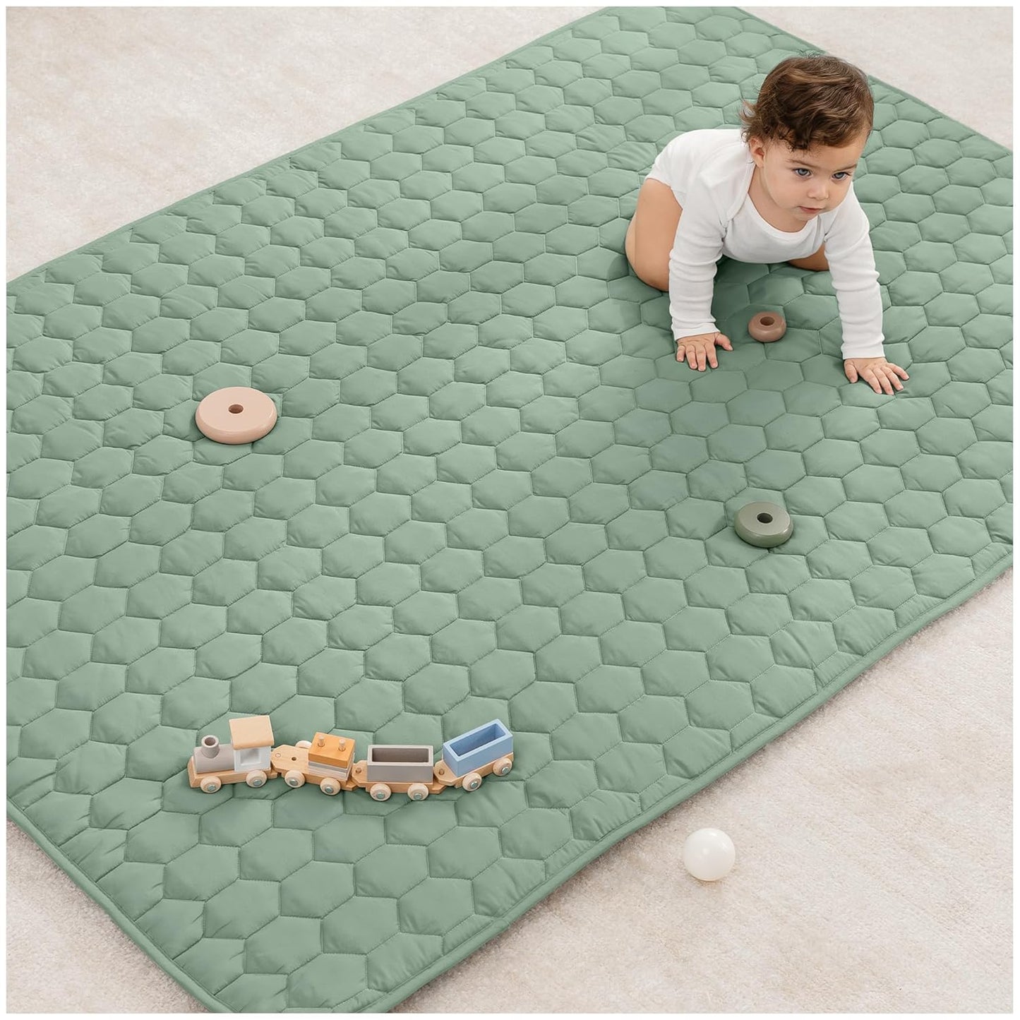 Comfy Cubs Rectangle Kids Play Mat - Soft Quilted Baby Mat