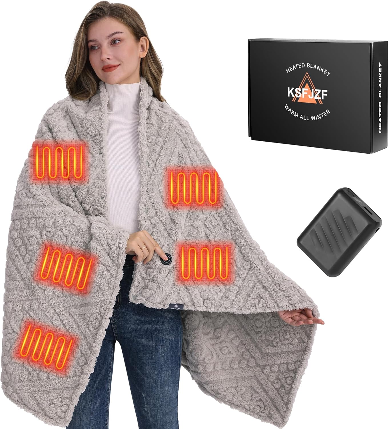 Shaggy Heated Throw Blanket - Soft Faux Fur Cordless Comfort