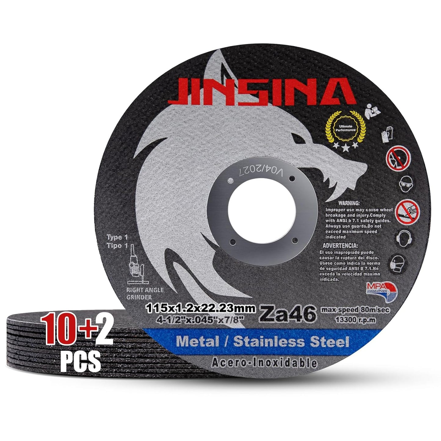 JINSINA Fast Cutting Disc Set - 4.5 Metal & Stainless Steel Wheels