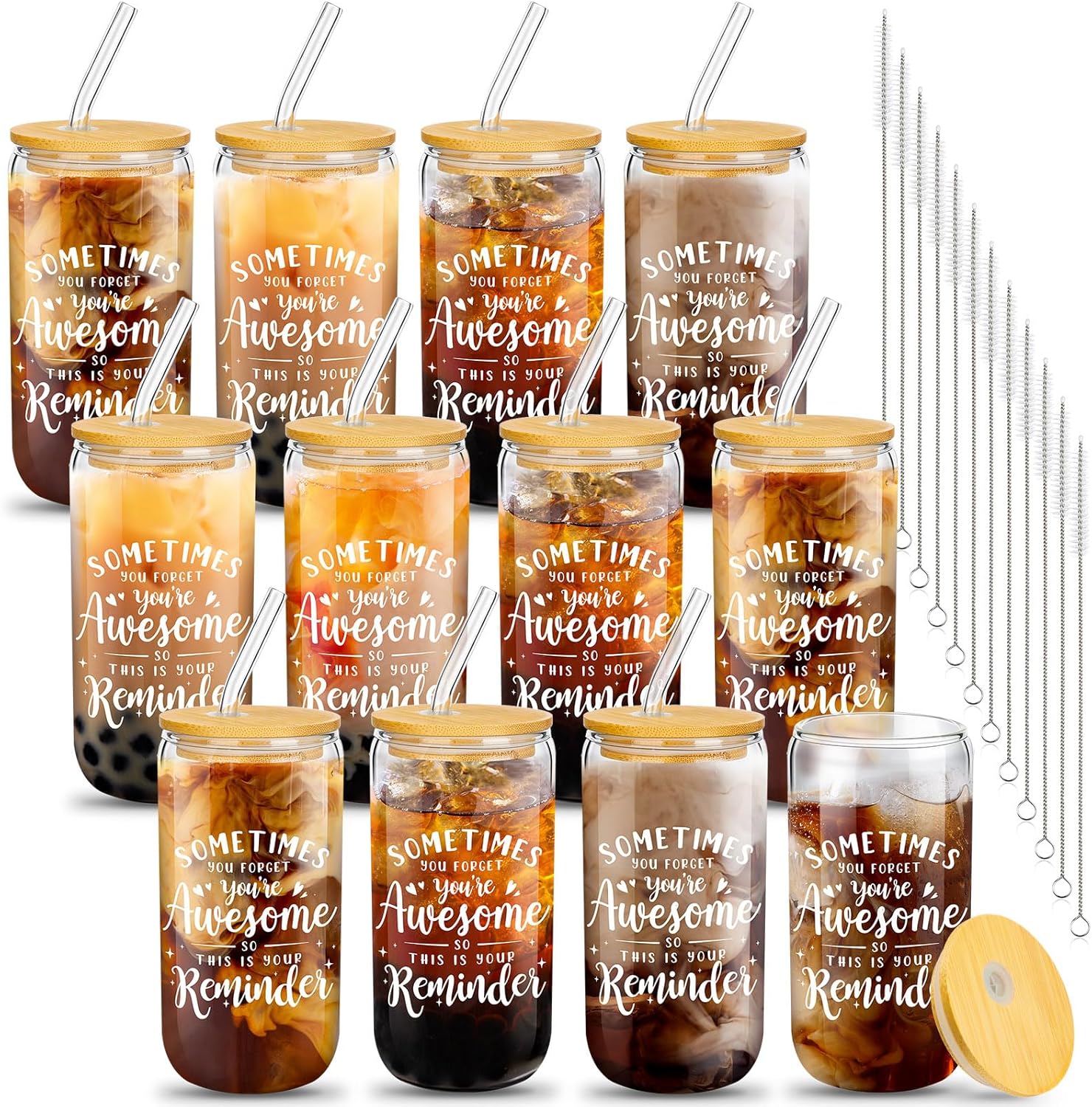12 Set Employee Appreciation Gifts with Can Shaped Glass Cups