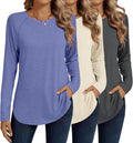 Ficerd Women's Long Sleeve Tunic Tops 3 Pack - Casual Loose Fit