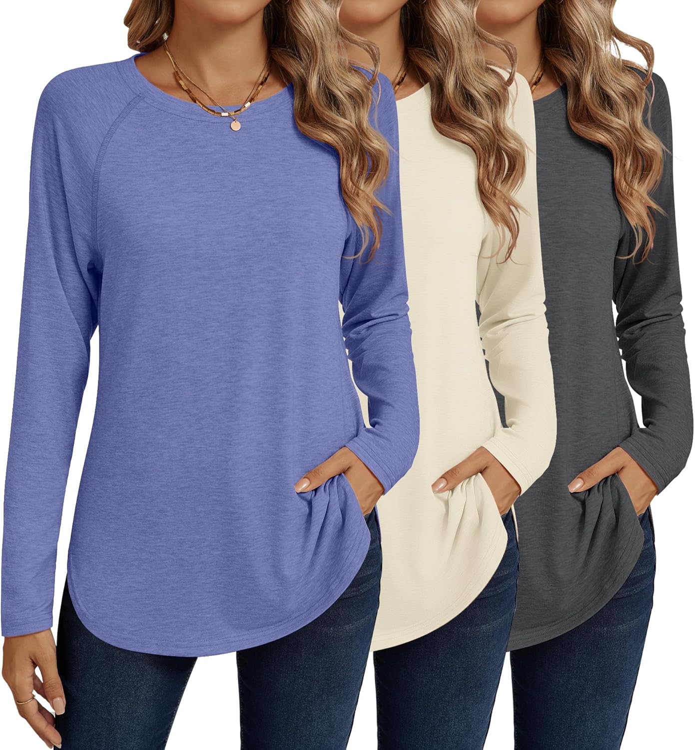 Ficerd Women's Long Sleeve T-Shirts for Casual Elegance