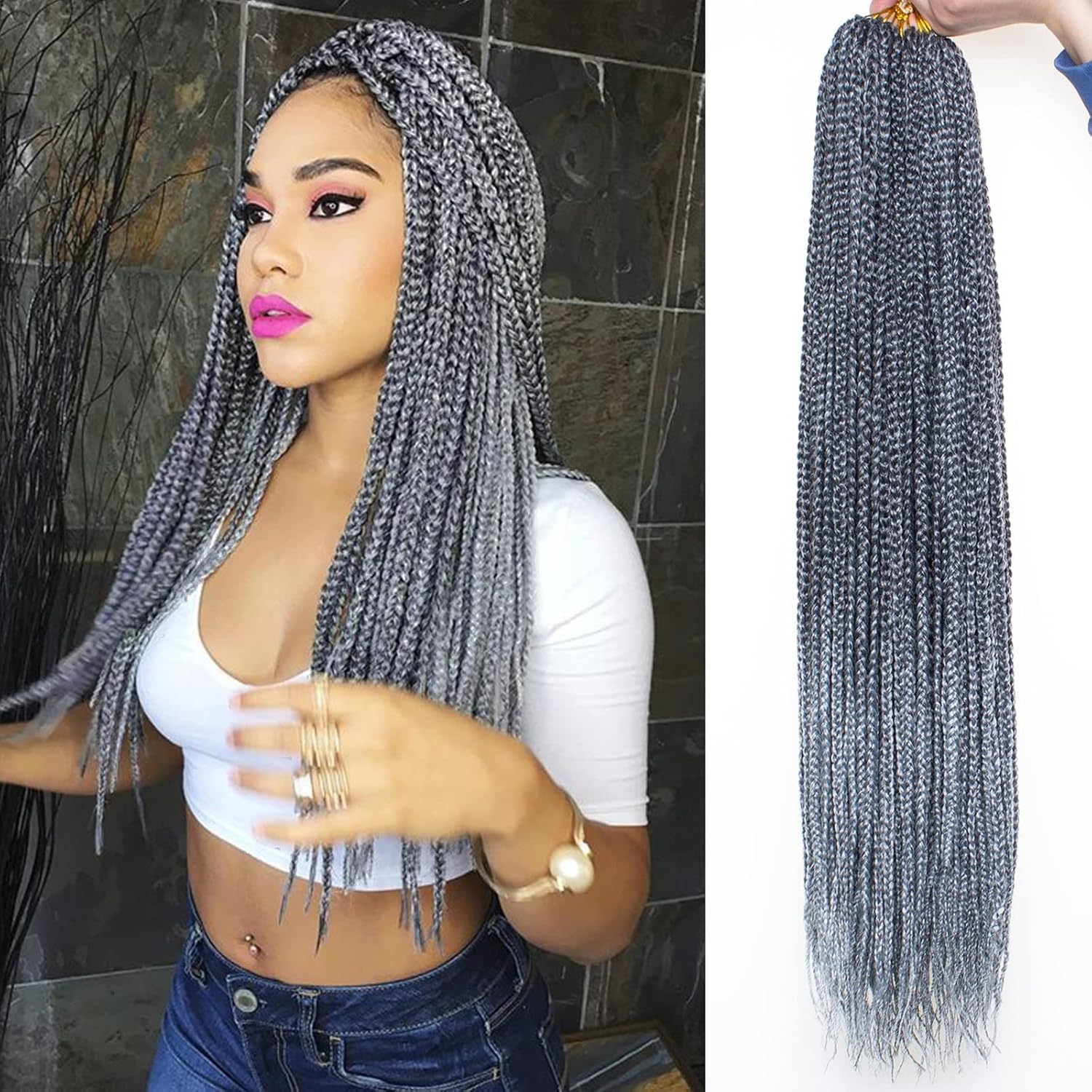 Xtrend 24 Inch Pre-looped Box Braids Crochet Hair Extensions