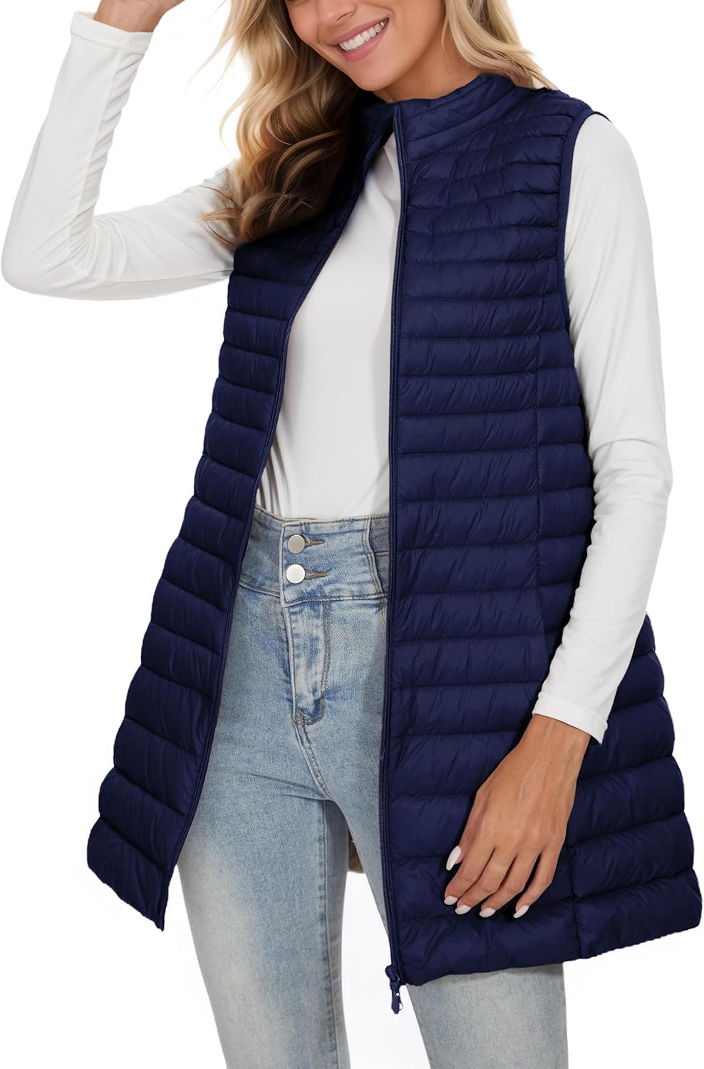 ELFJOY Long Puffer Vest for Women - Ultra Light Winter Outerwear