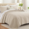Lavsiry Beige Oversized California King Quilt Set - Lightweight