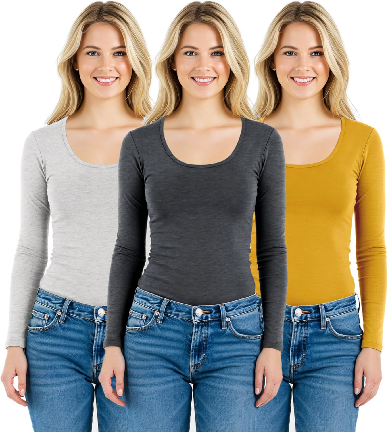 Emmalise Women's Basic Athletic Fit Long Sleeve Tee for Comfort