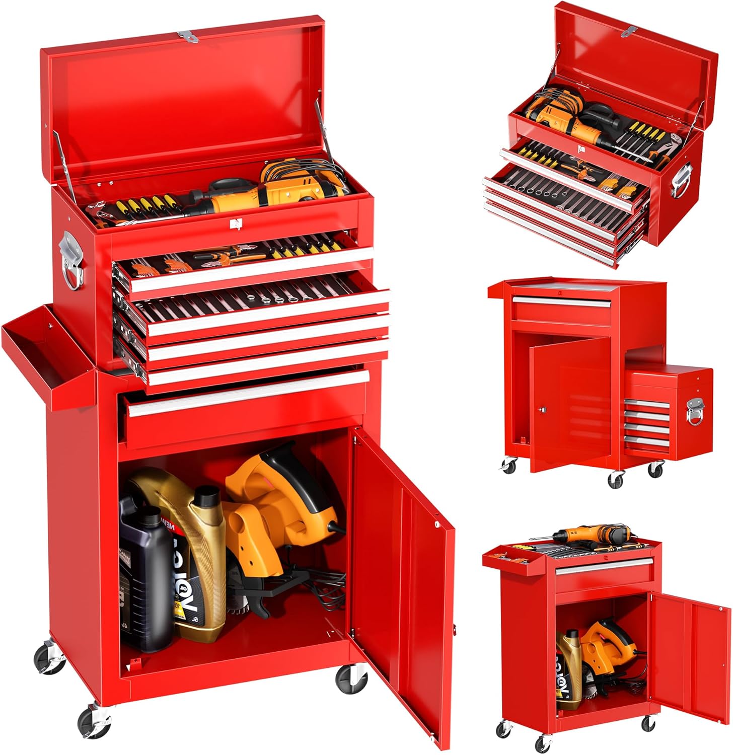 INTERGREAT Rolling Tool Chest with Lockable Wheels and Drawers