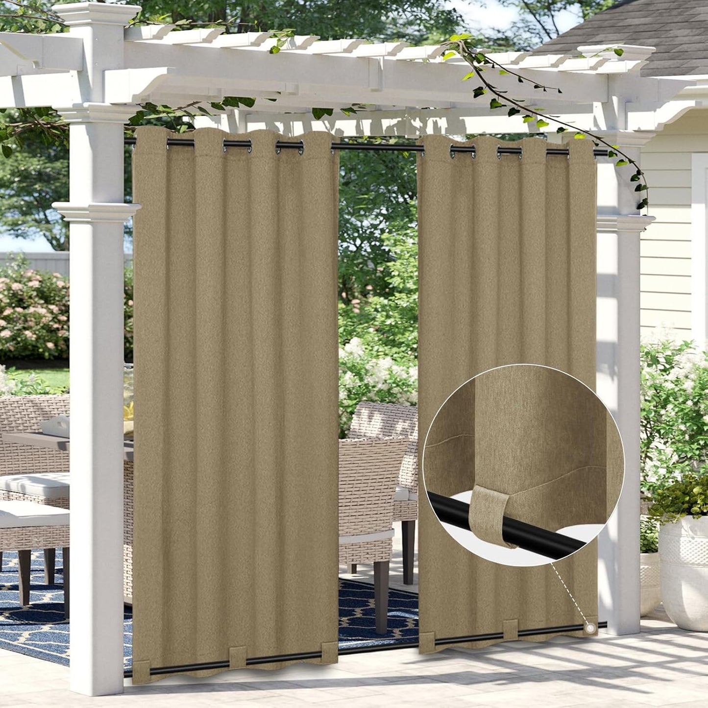 Easy-Going Linen Look Outdoor Curtains for Privacy and Style