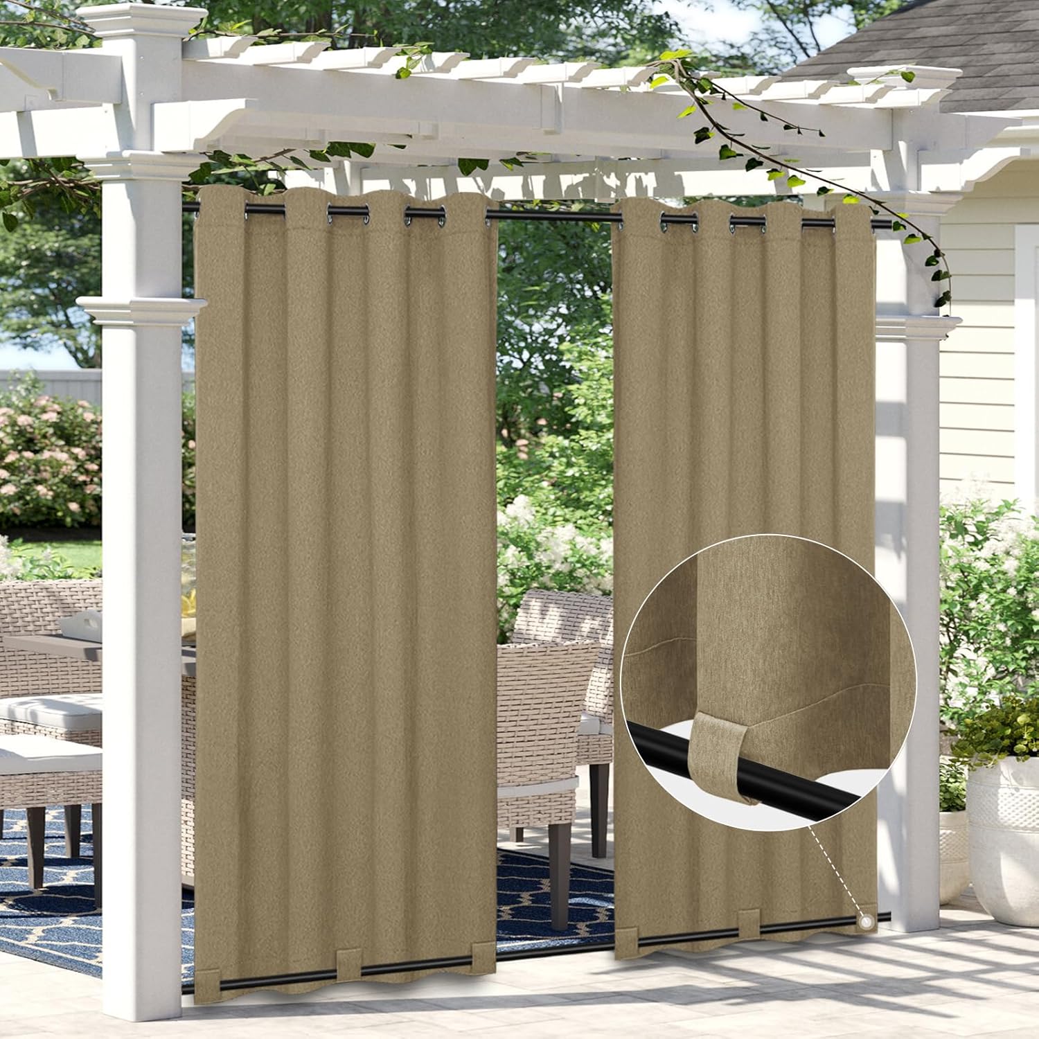 Easy-Going Linen Look Outdoor Curtains for Privacy and Style