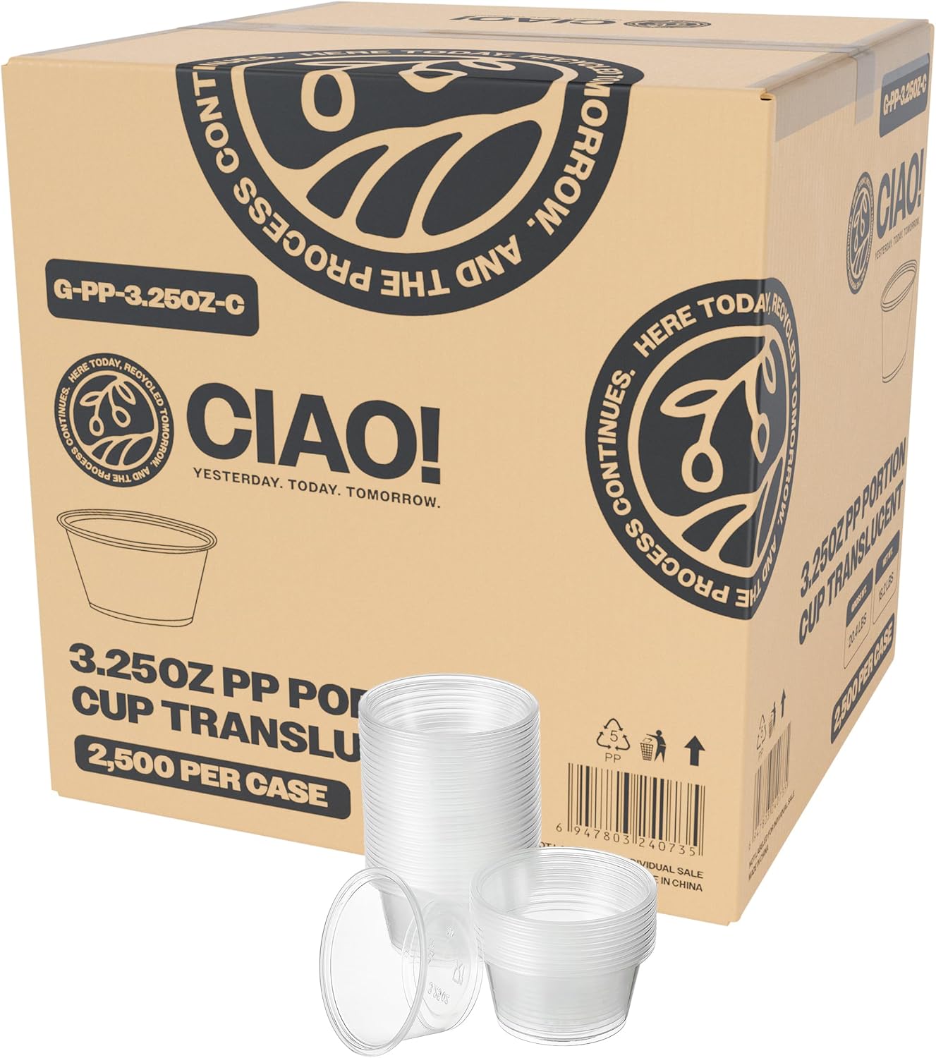 CIAO! 3.25OZ Clear Portion Cups for Fresh Food Storage