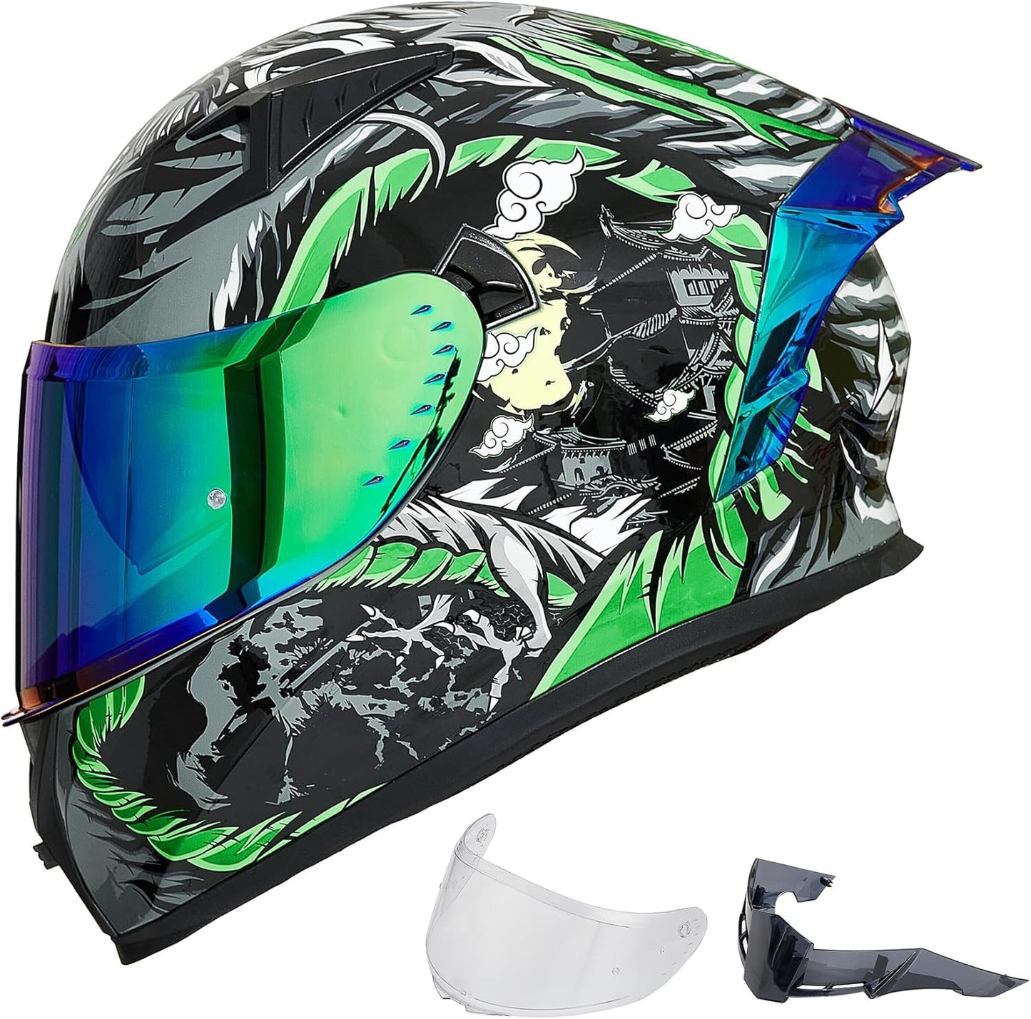 ILM Motorcycle Helmet Full Face with Clear and Tinted Visors