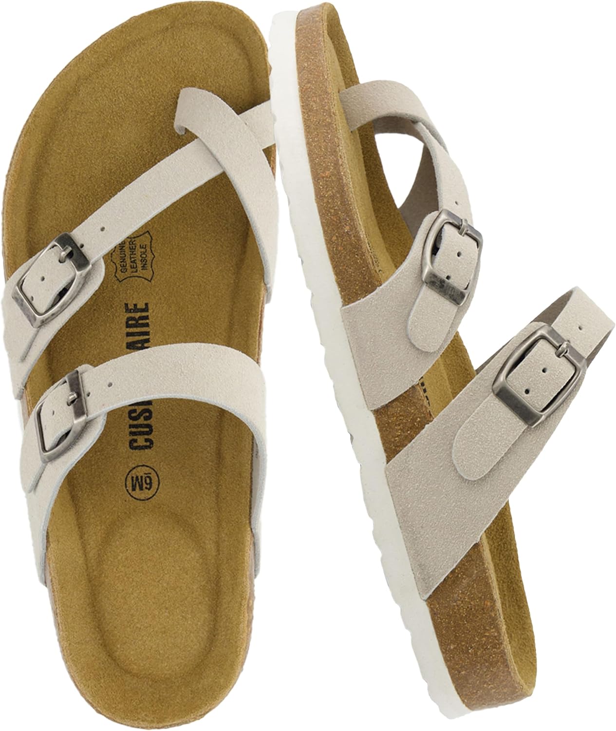 CUSHIONAIRE Women's Luna Cork Footbed Sandal for Comfort