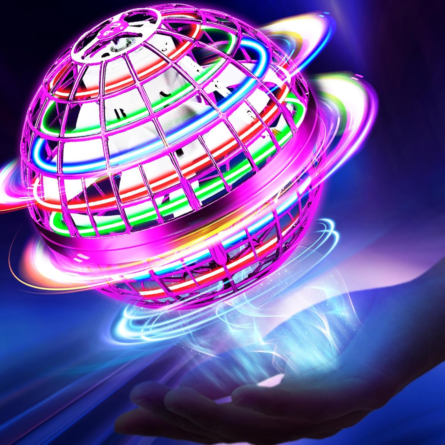 Flying Orb Ball Toy with LED Lights for Kids - Bright Purple