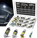 24PCS LED Interior Car Lights 6500K White Bulb Kit - Brighter