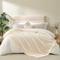 Snuggle Sac Cream Waffle Blanket 60x80 in - Soft Reversible Throw