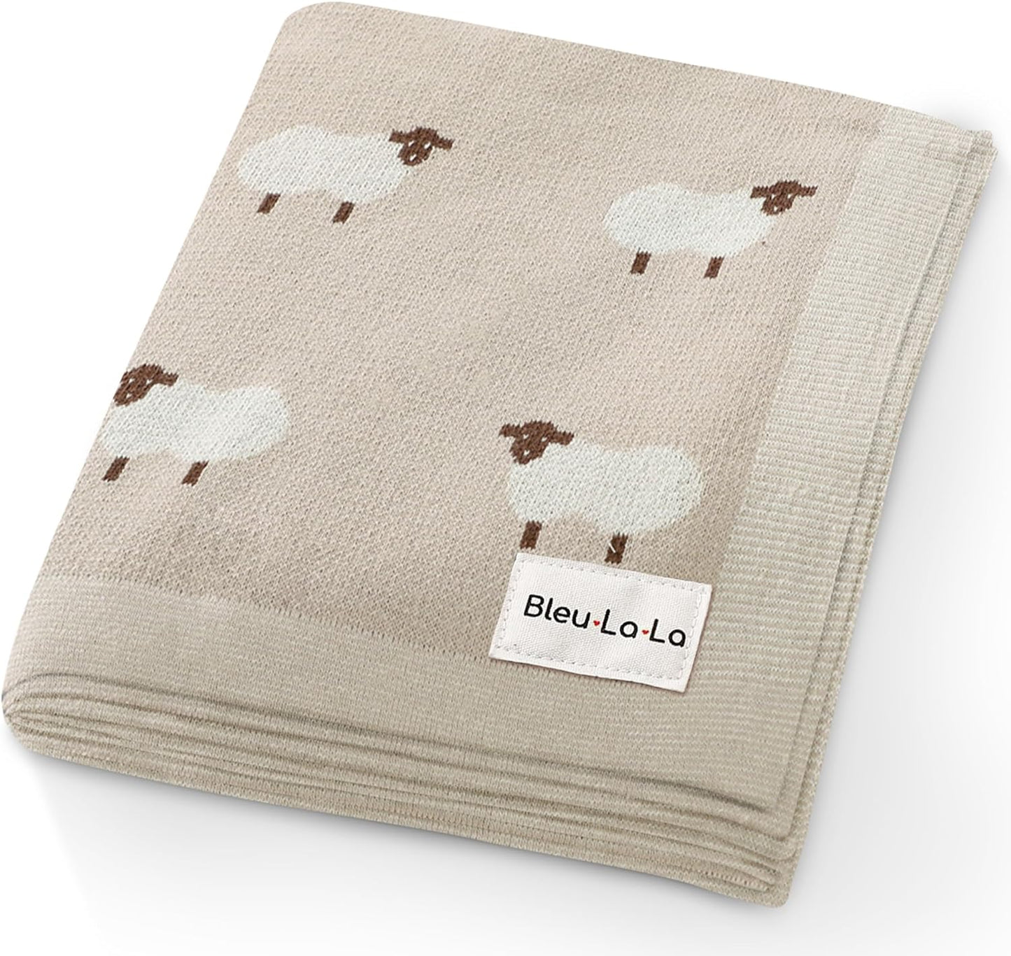 Cozy Luxury Cotton Baby Swaddle Blanket - Khaki Sheep Design