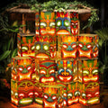 Tiki Totem Lighted Boxes for Luau Party Decor - 16 Pack
