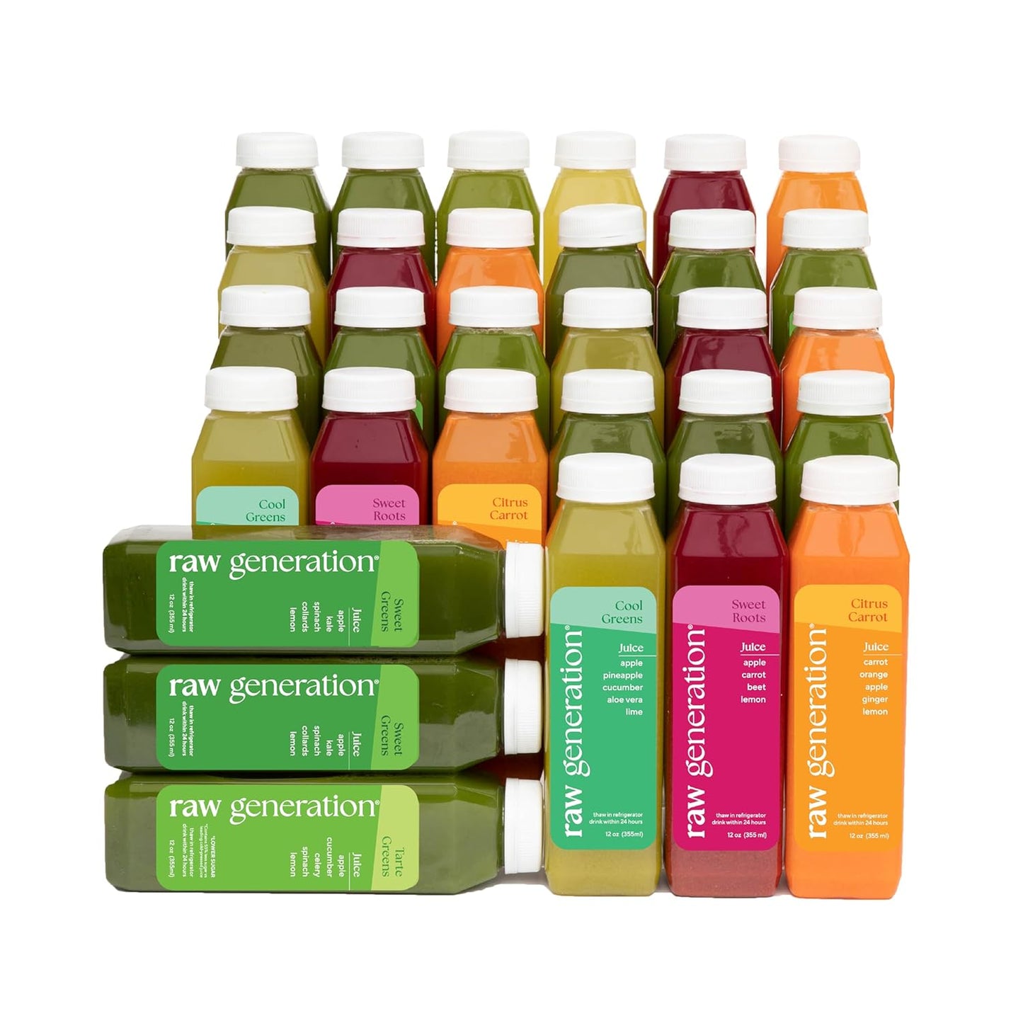 Raw Generation Cold Pressed Juice Variety Pack for Health Boost