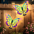 Metal Butterfly Outdoor Wall Decor 2 Pack - Solar LED Garden Art