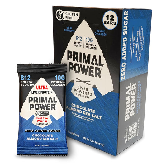 B12 Energy Boost Bars - Primal Power, 10g Protein, Collagen - Pack of 12