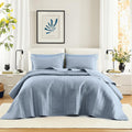 Comfort Spaces Blue Oversized Queen Quilt Set 102in x 118in
