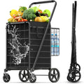 Folding Shopping Cart for Groceries - Jumbo Heavy Duty Utility Cart