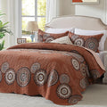 King Size Burnt Orange Quilt Set Oversized 98in x 106in - Lightweight