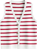LILLUSORY Vest Tops for Women Striped Button Up - Versatile Fall Layer