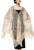 SWEETV Women's 1920s Long Shawl Wraps Sequin Flapper Shawl - Elegant