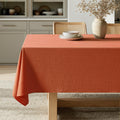 Burnt Orange Linen Cotton Tablecloth 60x84 in - Textured Farmhouse