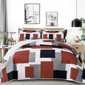 3 Piece Burnt Orange Grey Quilt Set for California King Size