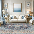 10x14 Area Rug 10ftx14ft Washable Low Pile Distressed Blue/Multi