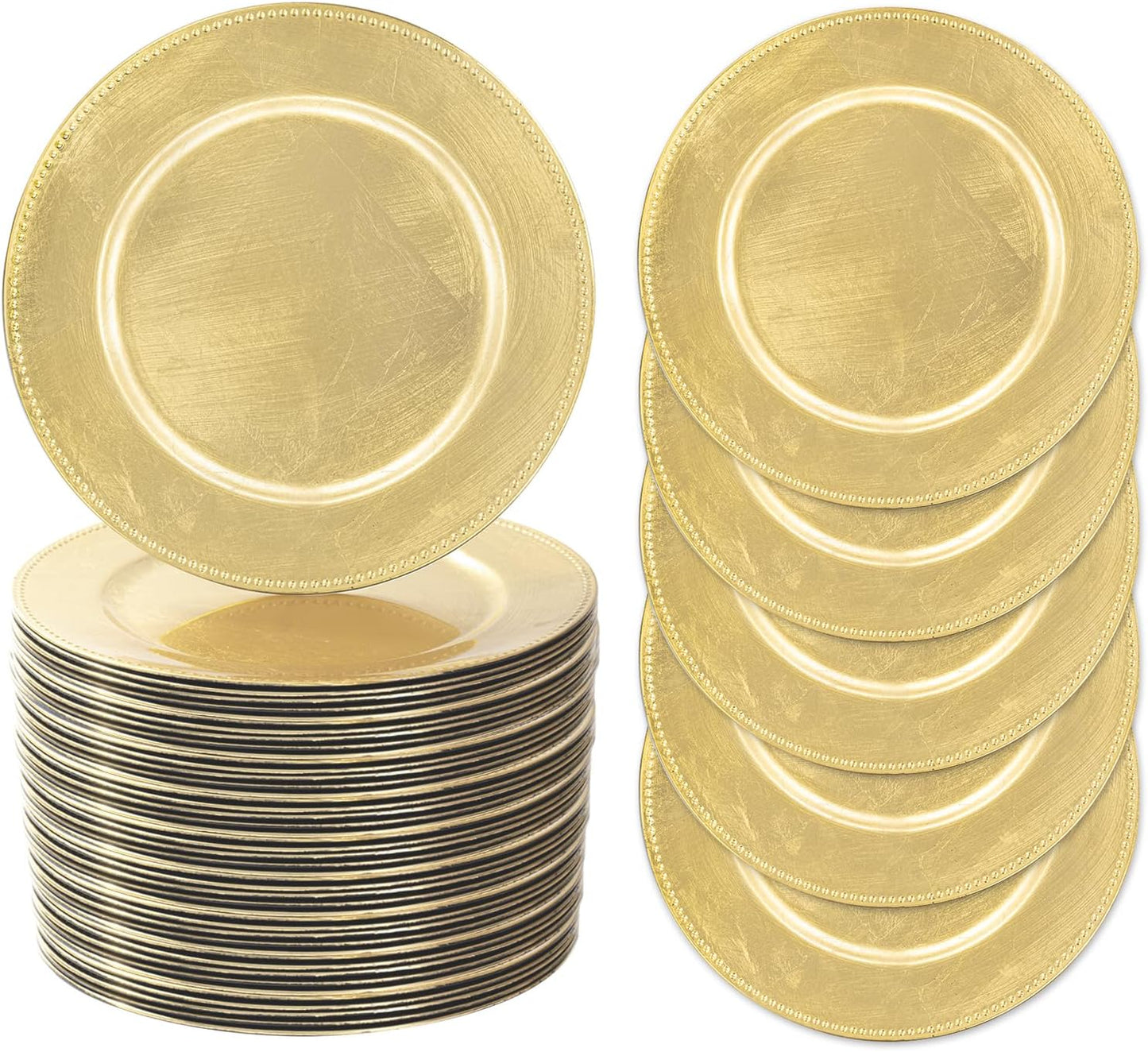Gold Beaded Plate Chargers - Set of 50