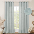 Linen Curtains 90 in Greyish Blue - Light Filtering Bronze Grommet