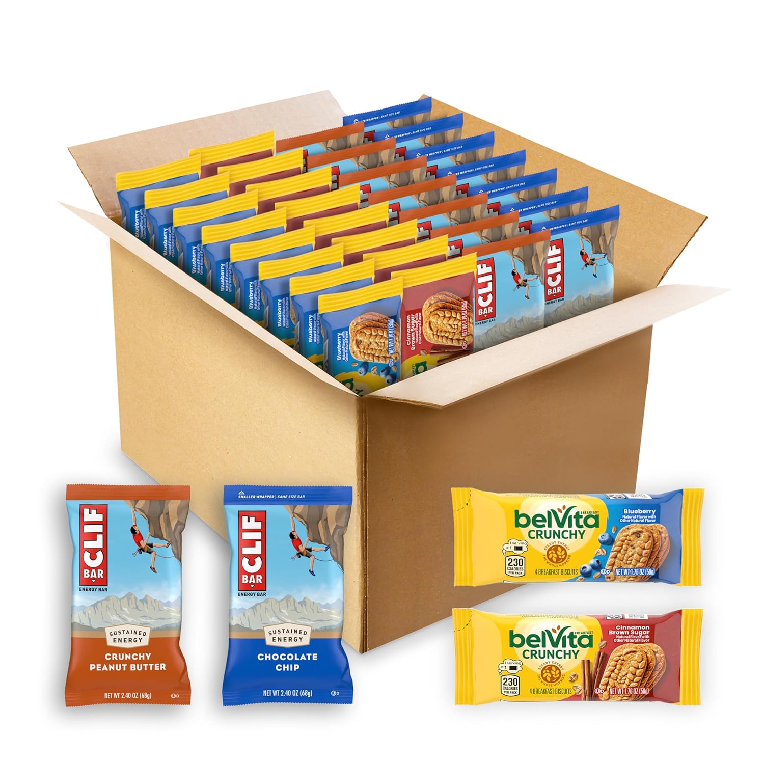 CLIF BAR Energy Bars and belVita Breakfast Biscuits Variety Pack