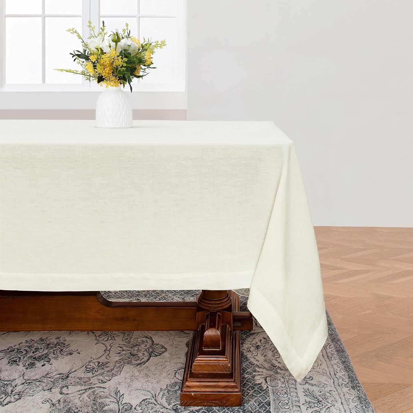 Linen Tablecloth 55x55 Inch for Dining and Outdoor Events