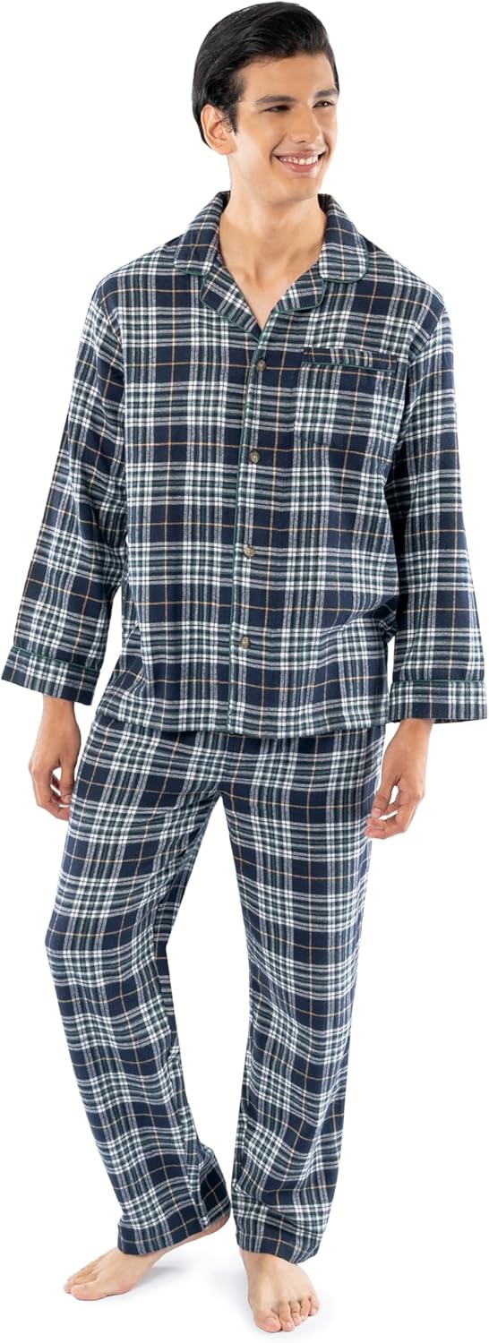 Fruit of the Loom Men's Flannel Pajama Sleep Set for Comfort