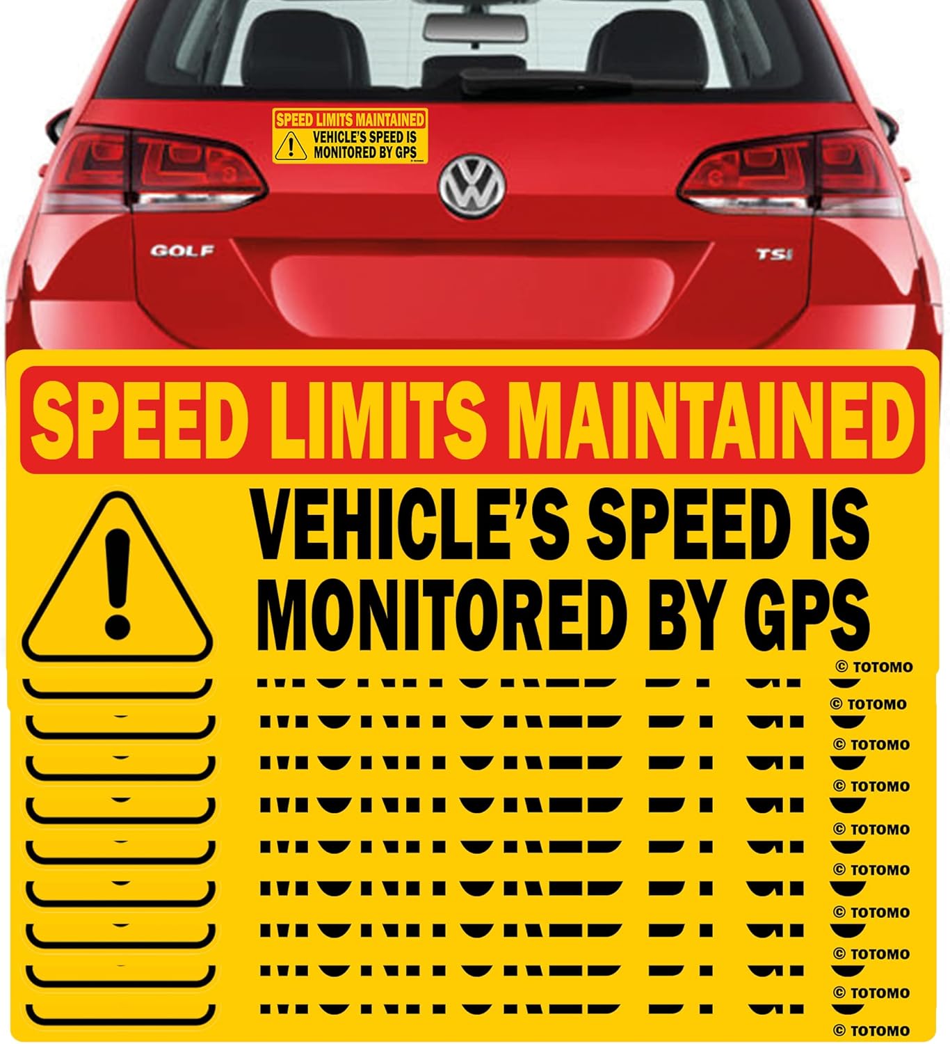 10-Pack Reflective Warning Decal Sign for Vehicle Safety