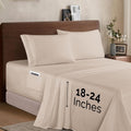 Queen Cream Microfiber Sheet Set - Extra Deep Pocket 18-24in Fit
