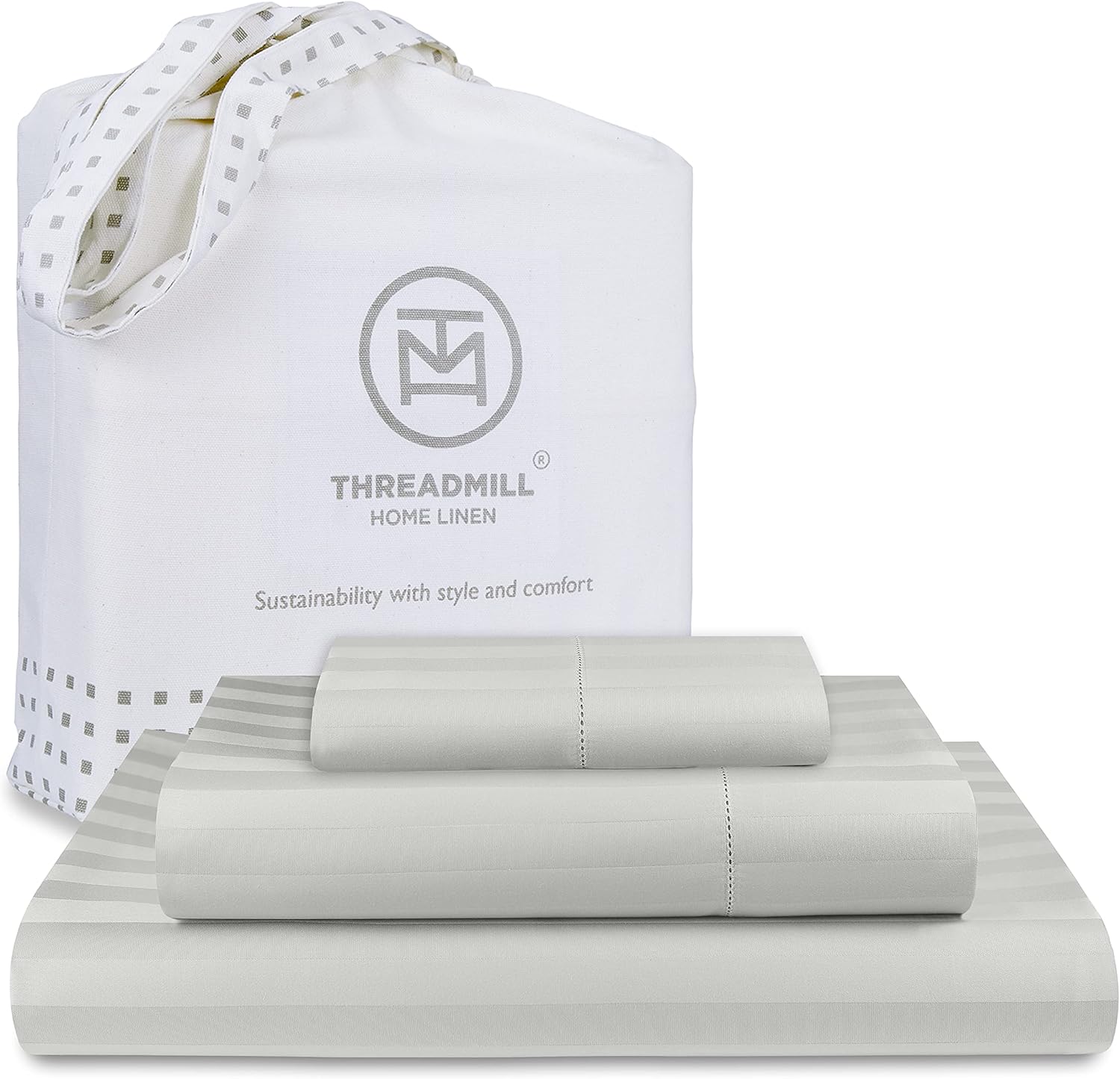 Threadmill 500 Thread Count Twin Size Damask Stripe Bedding Set