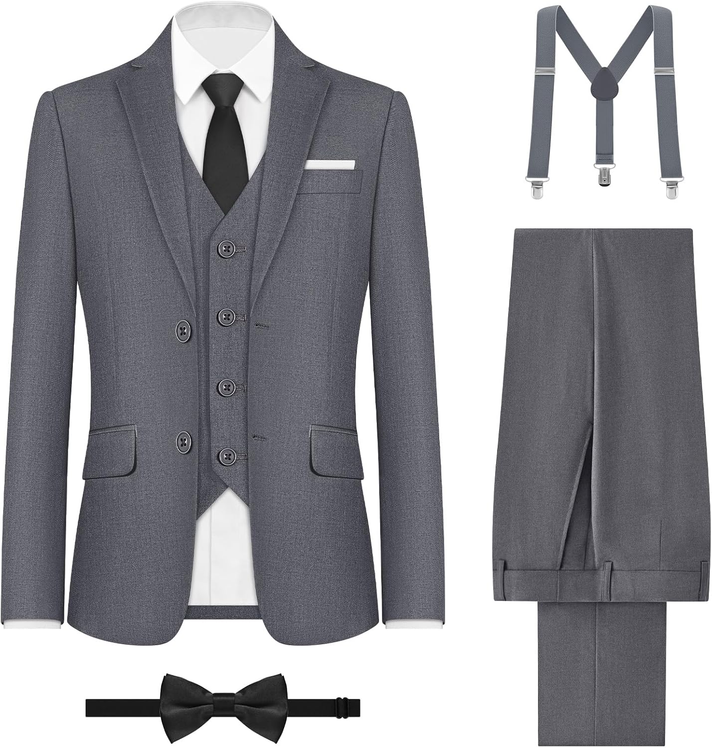 Boys' Formal Suits Set with Suspenders for Every Occasion