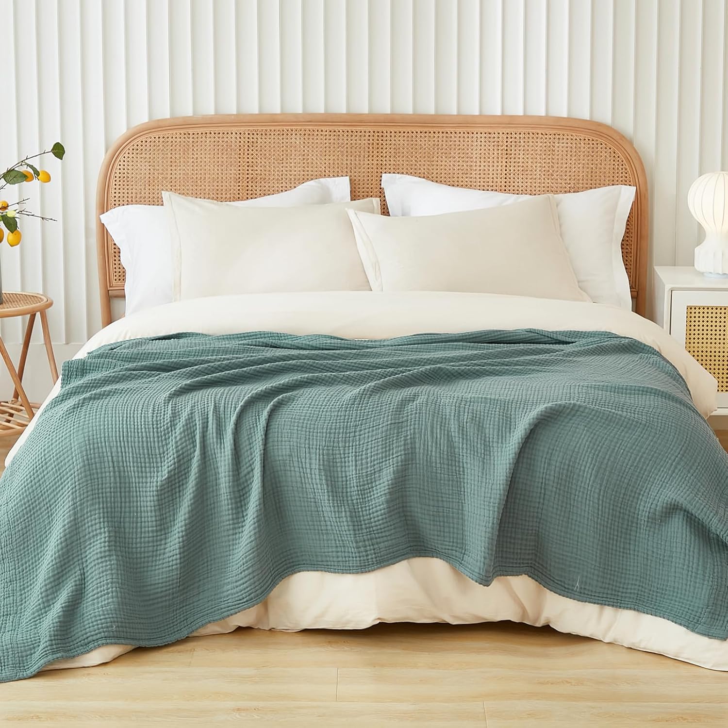 EMME Cotton Muslin King Blanket - Oversized Soft Lightweight Coverlet