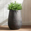 Weathered Concrete 19.7 in Tall Planter - Large Decorative Pot