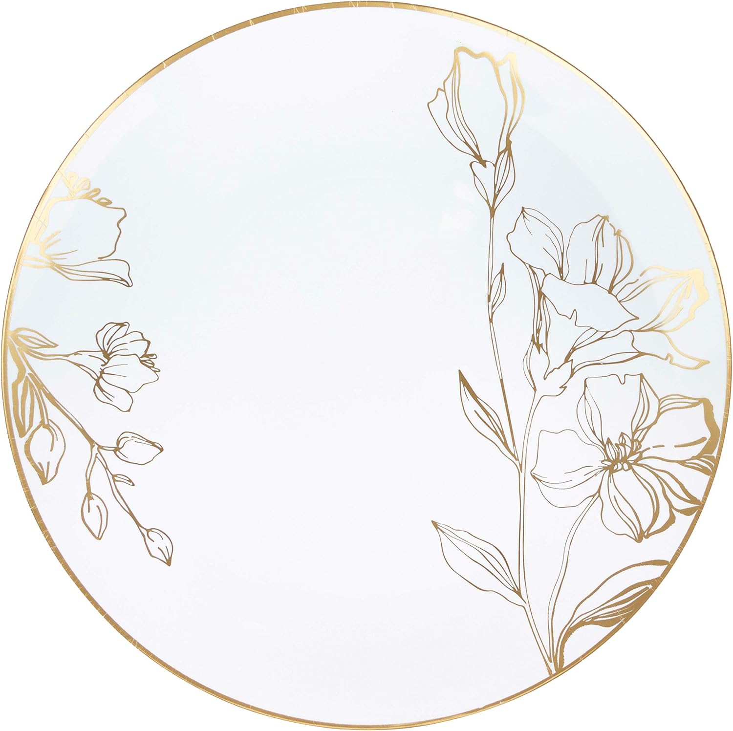 Elegant Disposable Floral Design Party Plates with Gold Rim