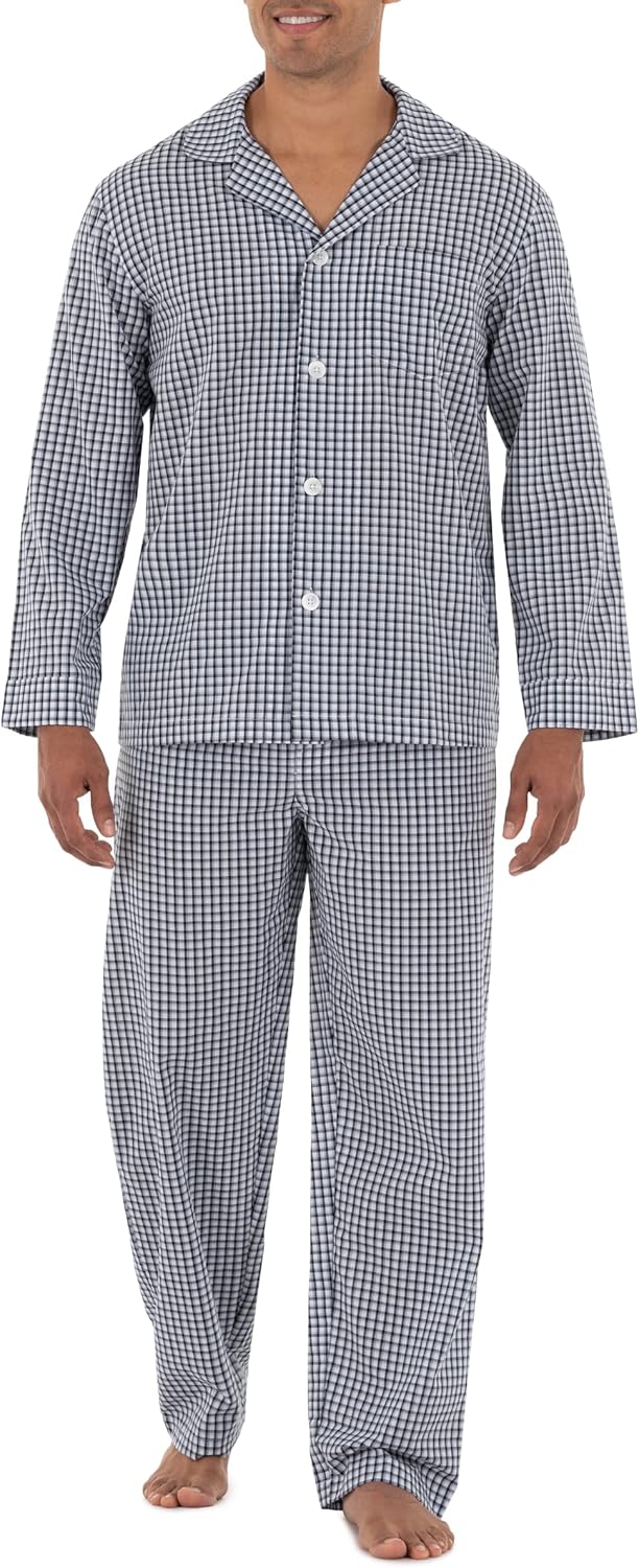 Fruit of the Loom Men's Long Sleeve Pajama Set for Comfort