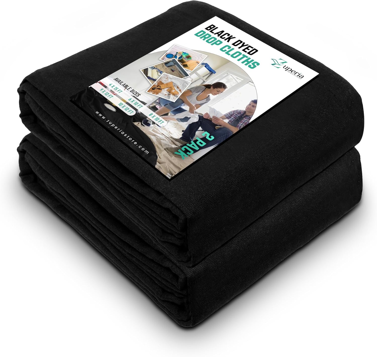 ZUPERIA Black Drop Cloth - Durable Canvas for Painting & Protection