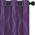 Deconovo Blackout Drapes with Wave Line Silver Print for Comfort