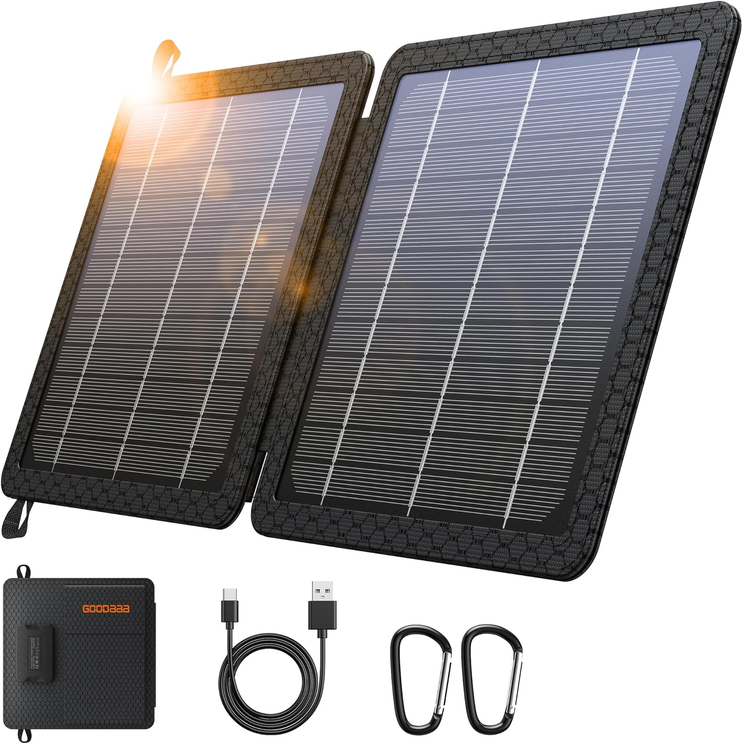 Portable Solar Charger with Dual USB Outputs for Outdoor Use
