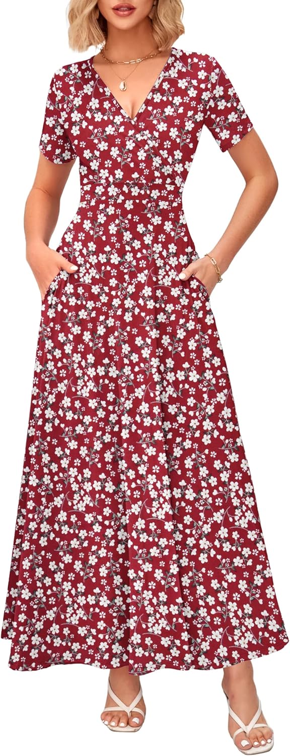 WNEEDU Women's Summer Maxi Dress with Pockets for Every Occasion