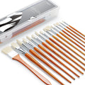 ARTIFY 15-Piece Professional Oil Paint Brush Set - Natural Handles